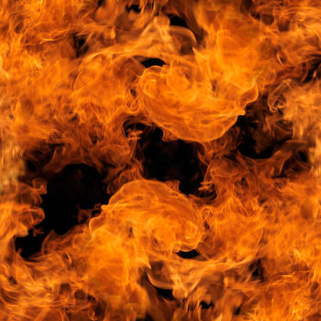 Burning flame or fire isolated on black backgroundの写真素材