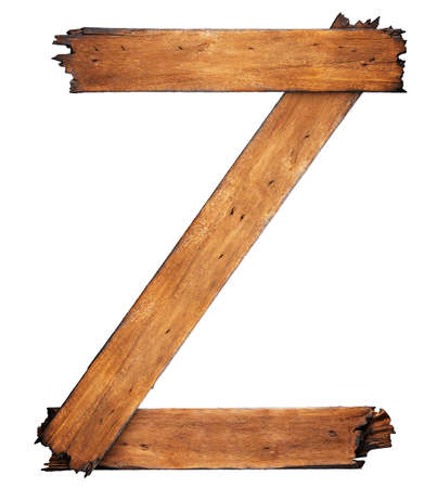 One letter of wooden alphabet isolated on whiteの写真素材