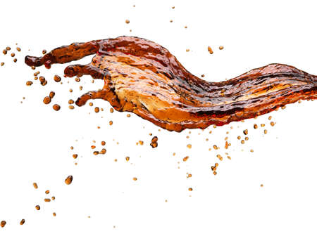 Cola splash isolated on whiteの写真素材
