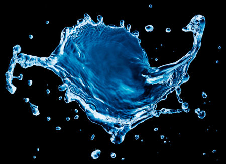 blue water splash isolated on white background