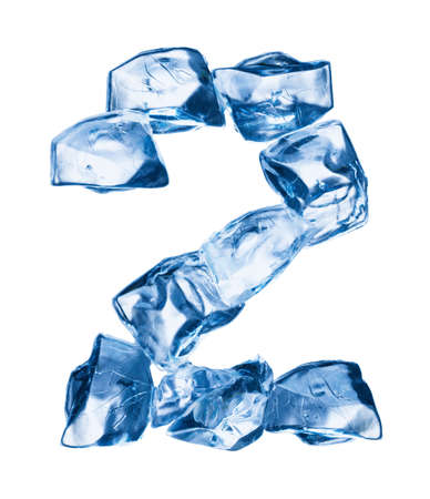 alphabet made out of ice isolated on whiteの写真素材