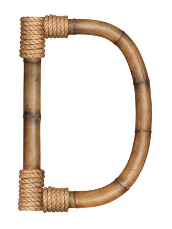 One letter of bamboo alphabet isolated on whiteの写真素材