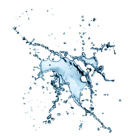 blue water splash isolated on white background