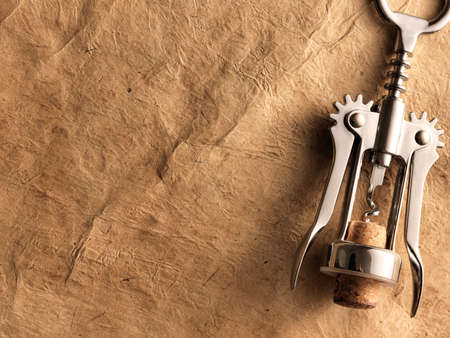  Corkscrew on the vintage paper backgroundの写真素材
