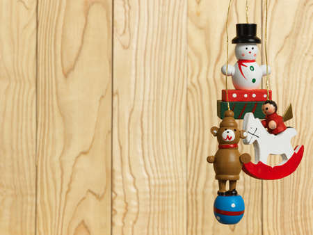 Christmas decoration on wood boardの写真素材
