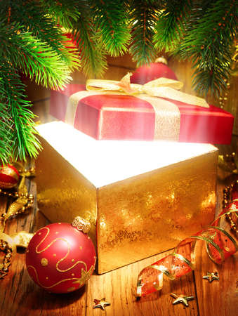 christmas tree with gift and decorationの写真素材