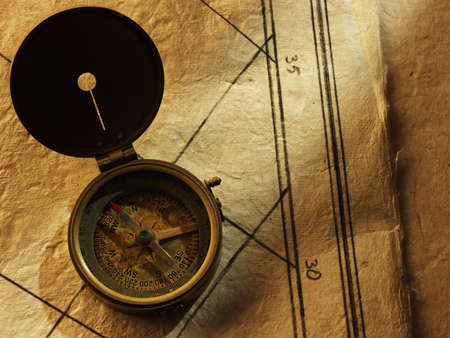 compass on the background of an old paperの写真素材