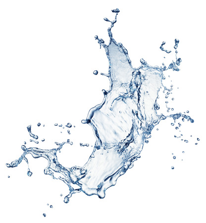 blue water splash isolated on white の写真素材