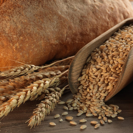 fresh bread on the wooden board