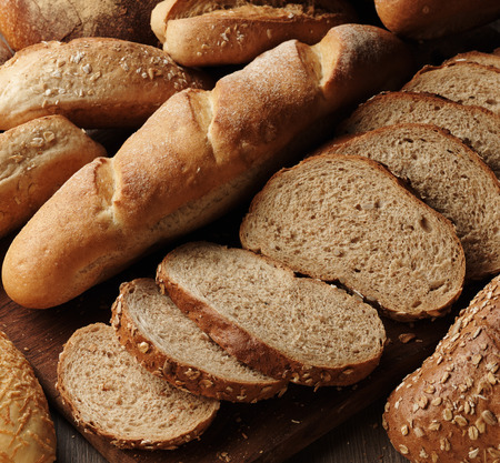 fresh bread on the woodenの写真素材