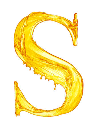 One letter of orange juice splash alphabetの写真素材