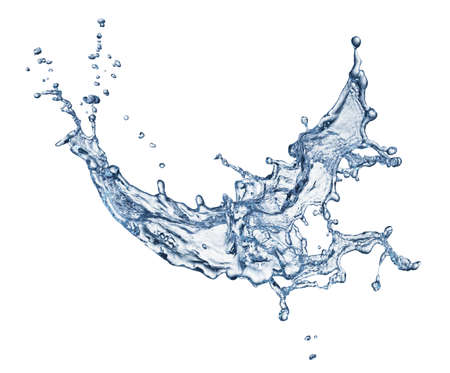 blue water splash isolated on white backgroundの写真素材