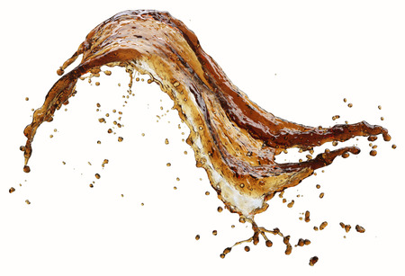 Cola splash isolated on whiteの写真素材