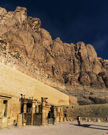 old egypt hieroglyphs carved on the stone.Luxor. Deir el-Bahari