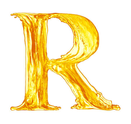 One letter of orange juice splash alphabetの写真素材