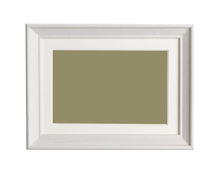 A wooden frame isolated on white background. close up