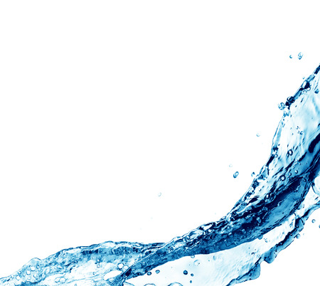 blue water splash isolated on white backgroundの写真素材