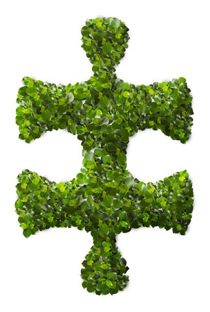 Puzzle Leaf texture. Isolated on whiteの写真素材