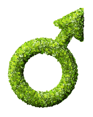 Male Symbol from the green grass. Isolated on whiteの写真素材