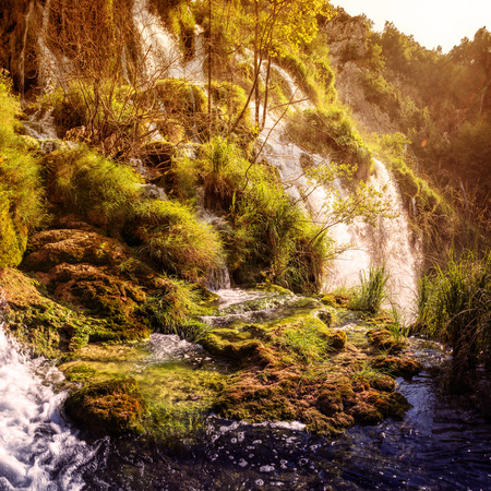 Boats in the national park Plitvice, Croatiaの写真素材