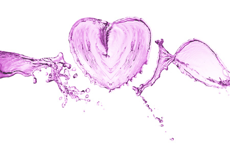 Heart from water splash with bubbles. Bokeh backgroundの写真素材