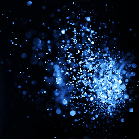 Blue Festive Christmas elegant abstract background with bokeh lights and stars. Christmas cardの写真素材