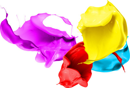 Colored splashes in abstract shape, isolated on white background