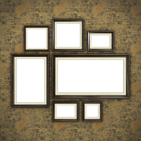 Wooden frame on color wallpaper background. 3D rendering