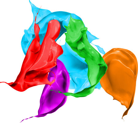 Colored splashes in abstract shape, isolated on white background