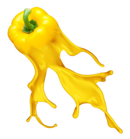 Yellow pepper isolated on white backgroundの写真素材