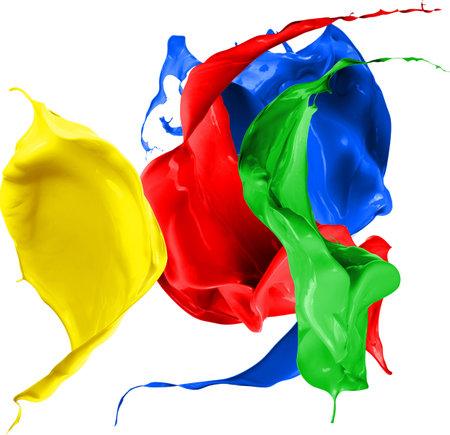 Colored splashes in abstract shape, isolated on white background