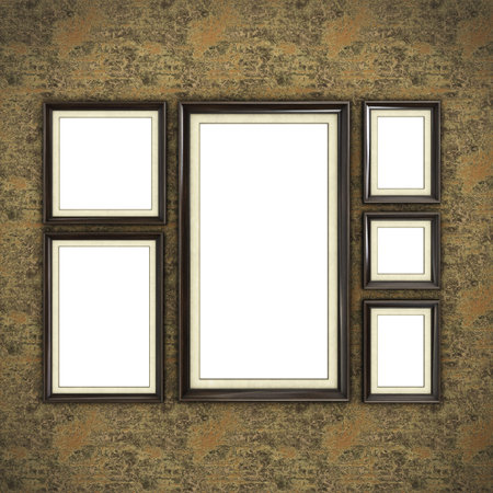 Wooden frame on color wallpaper background. 3D rendering