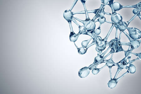 Molecule illustration over blue background, with Life and biology, medicine scientific, molecular research dna. 3Dの写真素材