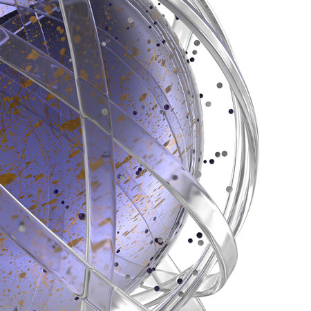 3d abstract. Sphere of multicolored rings in cloud from multicolored drops on white background
