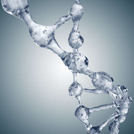 Science background with DNA molecules from water on grayの写真素材