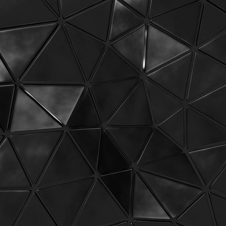 Abstract background of triangle polygons background. Black. 3D rendering