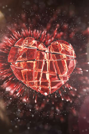 Brilliant ruby on black background. Red Crystal. St. Valentines Day 3Dの写真素材