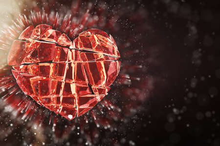 Brilliant ruby on black background. Red Crystal. St. Valentines Day 3Dの写真素材