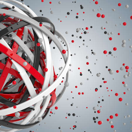 3d abstract. Sphere of multicolored rings in cloud from multicolored drops on gray backgroundの写真素材