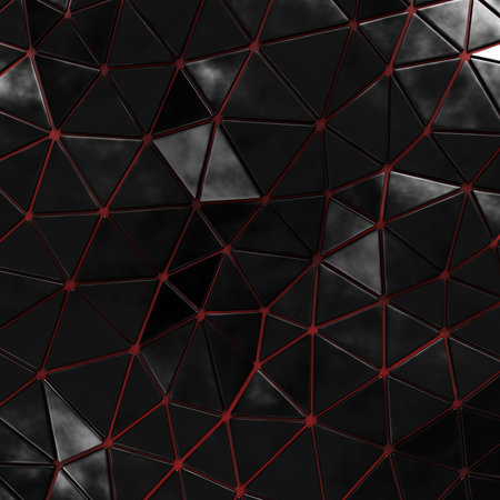 Abstract background of triangle polygons background. Black. 3D renderingの写真素材