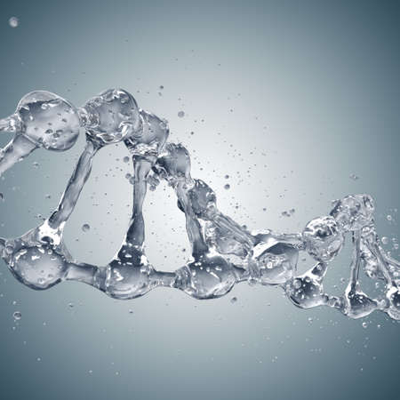 Science background with DNA molecules from water on gray. 3D renderingの写真素材
