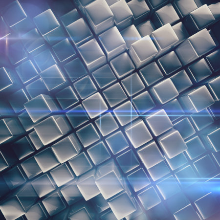 Abstract background of cubes in gray toned.の写真素材