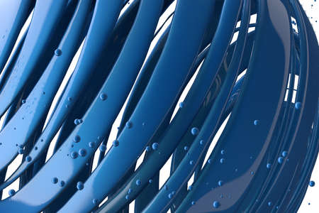 3D striped decorative balls. Abstract 3d illustration. Blueの写真素材