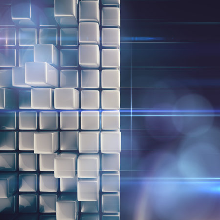 Abstract background of cubes in gray toned.