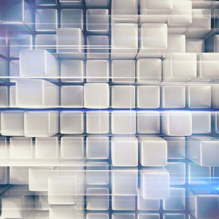 Abstract background of cubes in gray toned.の写真素材