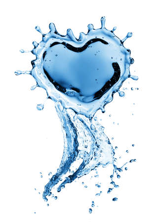 Water splash in the form of a heart. Isolated on white background. 3d renderingの写真素材