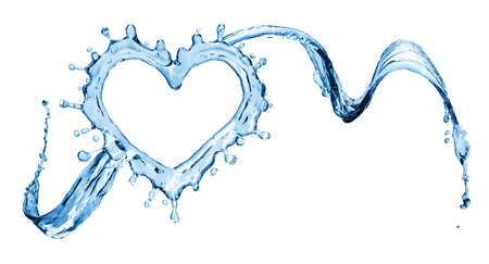 Water splash in the form of a heart. Isolated on white background. 3d renderingの写真素材