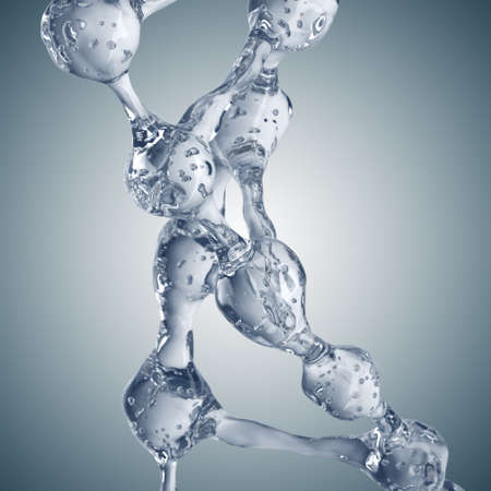 Science background with DNA molecules from water on gray. 3D renderingの写真素材