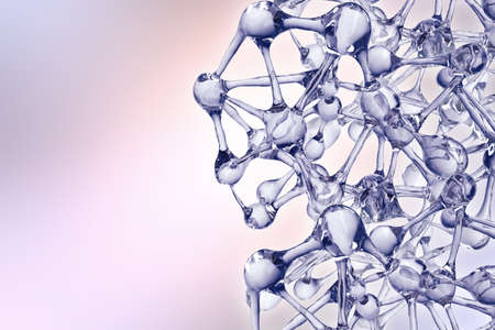 Molecule illustration over blue background, with Life and biology, medicine scientific, molecular research. 3D renderingの写真素材