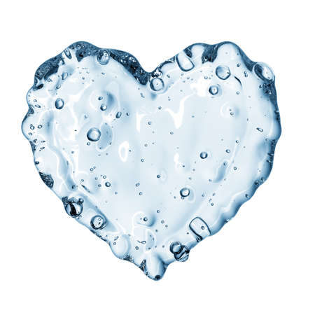 Heart from water splash with bubbles isolated on white background. 3d renderingの写真素材